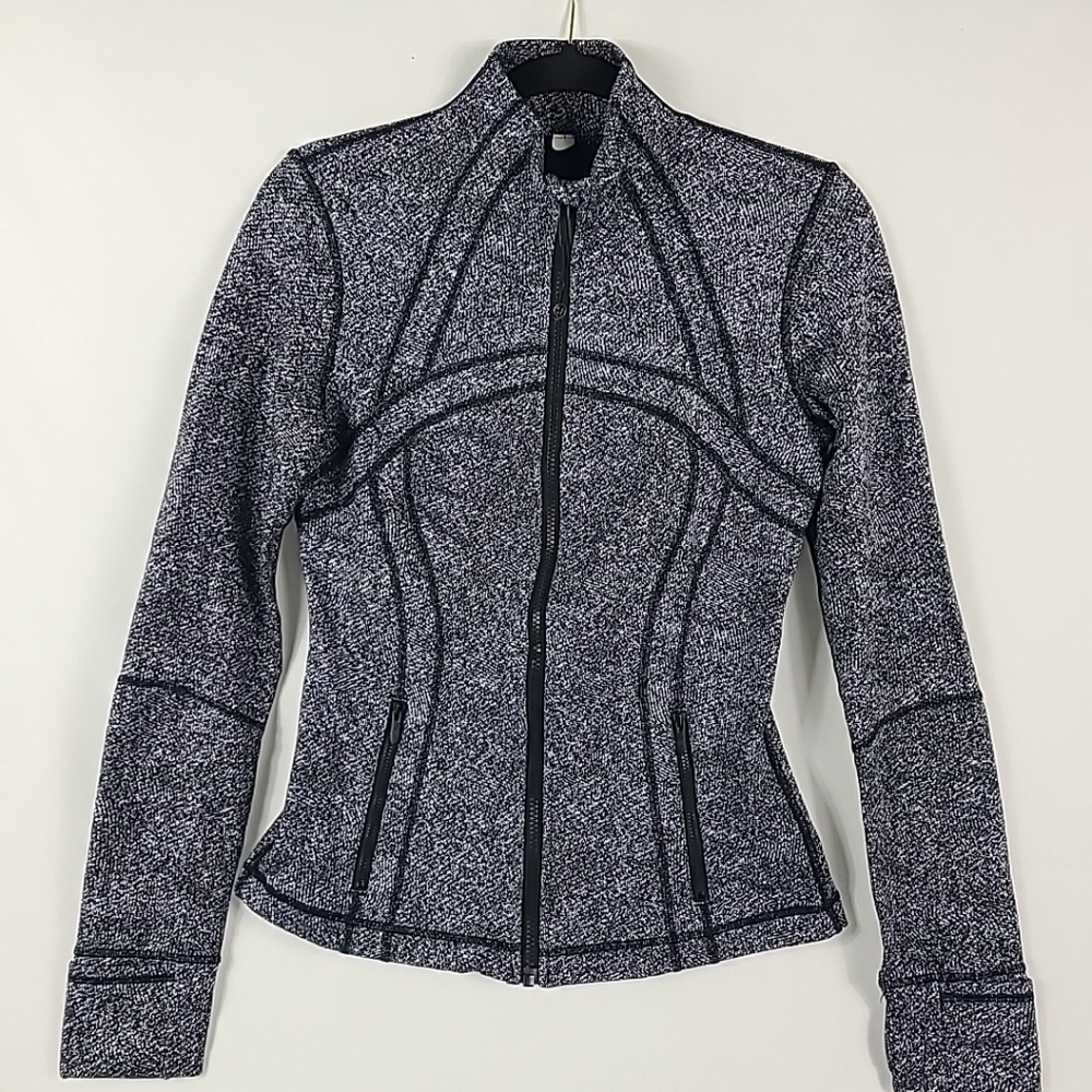 Lululemon Women's Define Full Zip Fusion Jacquard Black Violet Viola Sz 6 - Picture 1 of 7